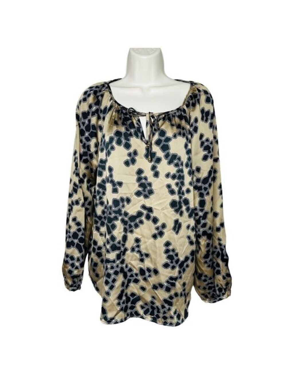 Dana Buchman‎ Women’s Brown Geometric Pattern Long Sleeve Blouse Size L